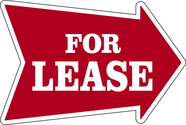 For Lease Arrow Shape Sign, with Large, Bold Text,  18h x 24w, 4mm Corrugated Plastic